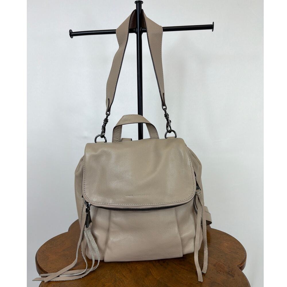 Aimee Kestenberg Beige Folded Top Convertible Backpack Shoulder Bag Handbag